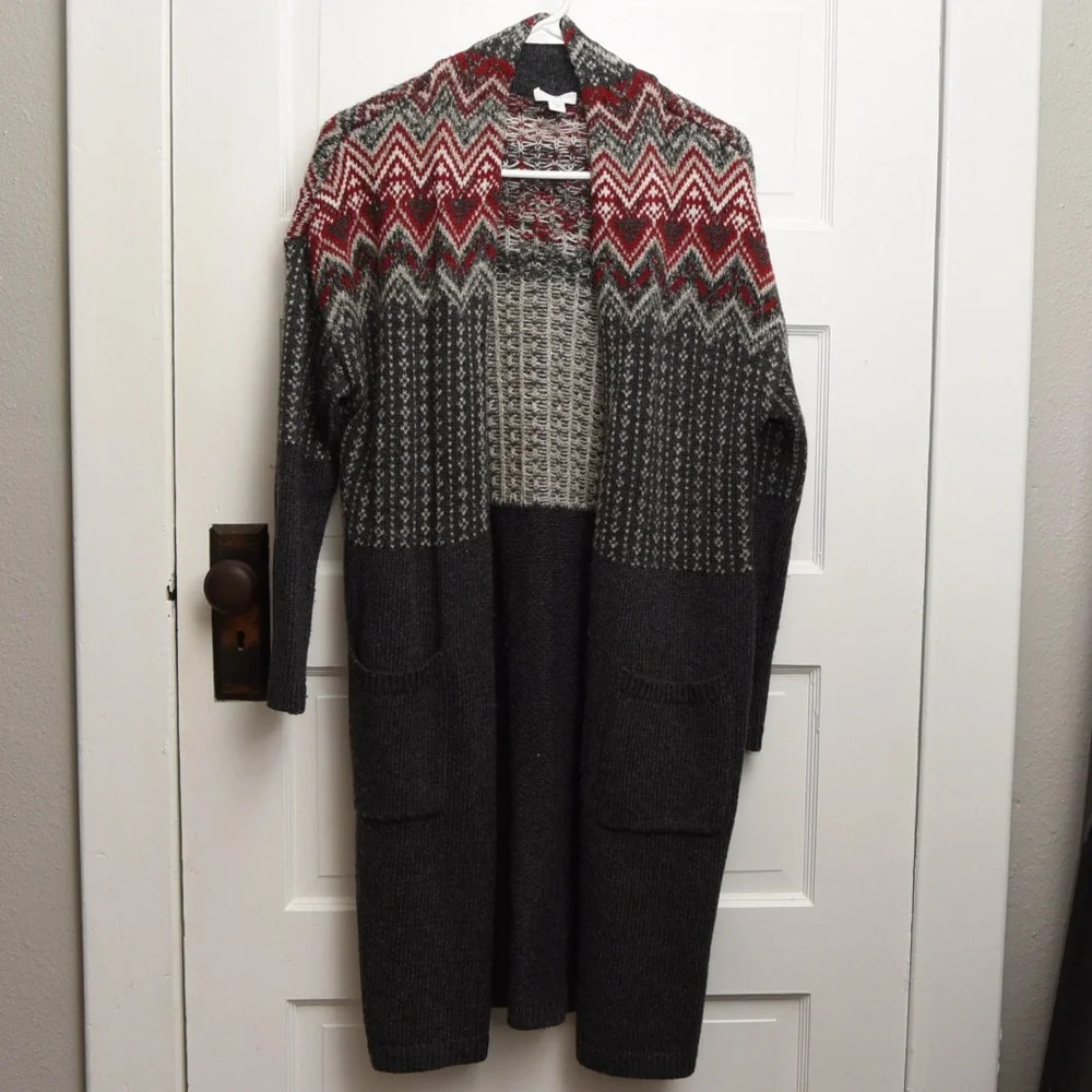 J. Jill women's open front cardigan long duster sweater wool blend size S petite
